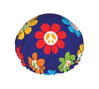 Hippie Peace Daisy Flower Cuffia Da Bagno Per Donna Impermeabile Cuffia Doccia Per Capelli Riutilizzabile Cuffie Capelli Per Casa Nuoto Hotel