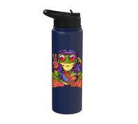 Hippie, rana, cuore, segno della pace, retrò, '60 Stainless Steel Insulated Water Bottle