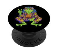 Hippie rana pace mano segno Tie Dye Retro 60s 70s Vintage PopSockets PopGrip Adesivo
