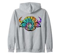 Hippie Tie Dye Buffalo Tribale Testa di Bufalo Felpa con Cappuccio