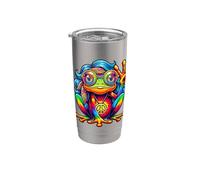 Hippie Tie-Dye Frog, ragazze, donne, segno della pace, anni '60 '70 Bicchiere termico in acciaio inox doppia parete