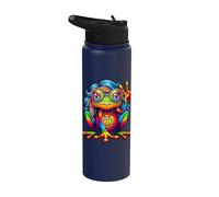 Hippie Tie-Dye Frog, ragazze, donne, segno della pace, anni '60 '70 Stainless Steel Insulated Water Bottle