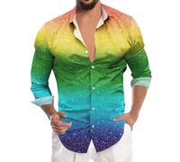 Hippie Uomo Camicie Da Uomo Camicia Azzurra Elasticizzata Elegante Oktober Fest Anni 70 Button Down Giacca Paillettes Botton Bianca Slim Fit Verde Righe Rossa Cotone Xl Lino Magliette Business