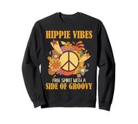 Hippie Vibes Segno di Pace Spirito Libero Groovy Flower Vibe Felpa