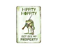 Hippity Hoppity Get Off My Property Frog No Tresspassing cartello novità retrò targa in metallo vintage cartello di avvertimento regole bar bar bar garage decorazione da parete vintage 20 x 30 cm