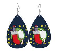Hippo Animal Christmas Pattern Orecchini Moda Orecchini In Pelle Divertenti Orecchino In Pelle Per Carnevale Donne Cosplay