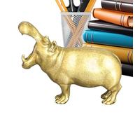 Hippo Figurine - Copper, Miniature Ornament Solid Copper Finish | Compact Tabletop Display Animal Statue Shelf Decor, Animal Sculpture For Living Room, Workplace, Bookshelf, Cabinet, Mantel, Holiday