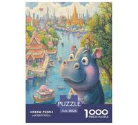 Hippo Jigsaw Puzzle Impossibili 1000Pcs Decorazione Per La Casa. Rilassamento E Intelligence Per Adulti E Bambini Da 12 Anni 38x26cm/1000pcs