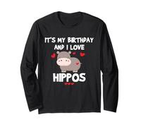 Hippo Lover Its My Birthday And I Love Hippos Hippo Birthday Maglia a Manica