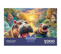 Hippo Paradise Puzzle da 1000 pezzi Ippopotami sorridenti per adulti dai 12 anni in su Gioco educativo Bellissima decorazione Difficile stimolante Regali di compleanno 38x26 cm/1000 pezzi