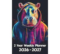 Hippopotamus 2 Year Weekly Planner: 104 Week Sunday to Saturday Calendar | Gift For People Who Love Safari Animals, Wildlife Lovers | Ideal for ... and Busy Individuals | 6 x 9 Inches | v1