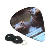 Hippos, confezione da 6 plettri per chitarra, con porta plettri in pelle, portachiavi, custodia per plettro, arte astratta, per chitarra acustica elettrica, ukulele, 0,96 mm