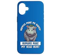 Hippos Make Me Happy Humans Hurt My Head Hippo Lover Custodia per iPhone 16 Plus