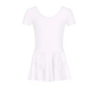 HIPPOSEUS Ragazza Vestito da Balletto Manica Corta Tutu Body Danza Leotard per Balletto Bambina Vestito Ginnastica con Tulle Gonna,7023-Bianco,8-9 anni