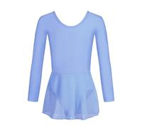 HIPPOSEUS Ragazza Vestito da Balletto Manica Lunga Tutu Body Danza Leotard per Balletto Bambina Vestito Ginnastica con Tulle Gonna,7024-Blu,2-3 anni