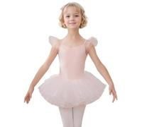 HIPPOSEUS Ragazza Vestito da Balletto Tutu Body Danza Bambina Classica Balletto Abito Manica Corta,Y-04WDM-Rosa, 2 anni