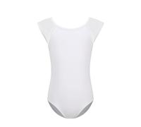 HIPPOSEUS Ragazze Body da Danza Classica Ballo Manica Corta Body Ginnastica Bodysuit, XM02-Bianco, 8-9anni