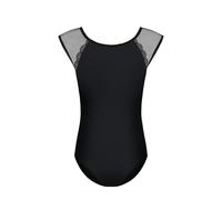 HIPPOSEUS Ragazze Body da Danza Classica Ballo Manica Corta Body Ginnastica Bodysuit, XM02-Nero, 8-9anni