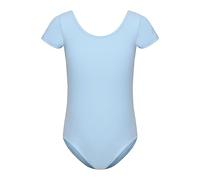 HIPPOSEUS Ragazze Body da Danza con Maniche Corte Classico Body Ginnastica Bambina Ballet Leotards,AM0019DX-Blu,6-8anni