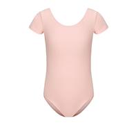 HIPPOSEUS Ragazze Body da Danza con Maniche Corte Classico Body Ginnastica Bambina Ballet Leotards,AM0019DX-Rosa,2-3anni