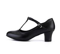HIPPOSEUS Scarpe da Ballo Donna con Punta Chiusa Nero Scarpe da Ballo per Salsa Salsa Scarpe da Carattere,38.5 EU