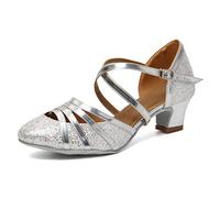 HIPPOSEUS Scarpe da Ballo Glitterate Latino Americano per Donna con Punta Chiusa Scarpe da Danza da Sala per Il Valzer e Tango