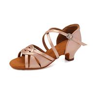 HIPPOSEUS Scarpe da Ballo Latino Colore Nudo per Ragazze e Donne con Tacco Basso 4 cm, EU 38