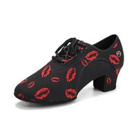 HIPPOSEUS Scarpe da Ballo Latino Donna Stringate con Punta Chiusa Tacco Basso Scarpa Allenamento da Ballo Moderno e Salsa
