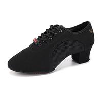 HIPPOSEUS Scarpe da Ballo Latino Donna Stringate con Punta Chiusa Tacco Basso Scarpa Allenamento da Ballo Moderno e Salsa,Nere,Tacco 5 cm, 44 EU