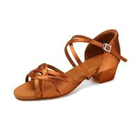 HIPPOSEUS Scarpe da Ballo Latino Marroni per Ragazze e Donne Scarpe da Ballo per Salsa da Sala da Ballo con Tacco Basso 3 cm, EU 32