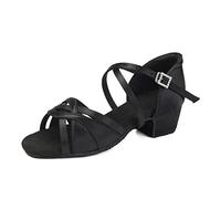 HIPPOSEUS Scarpe da Ballo Latino Nero per Ragazze e Donne Scarpe da Ballo per Salsa da Sala da Ballo con Tacco Basso 3 cm, EU 25.5