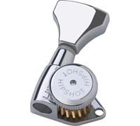 Hipshot 6GLO Grip-Lock - Meccaniche per accordatura chitarra 3+3, piastra di montaggio universale UMP inclusa, cromata