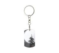 HIPSID Moon Pine Tree - Portachiavi rettangolare in metallo, durevole, elegante, adatto sia per uomini che per donne, può essere usato come regalo, bianco, taglia unica