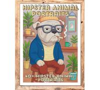 Hipster Animal Portraits: Trendy, Cool, and Creative Animals in Modern Hipster Outfits to Color