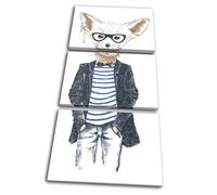 Hipster Animals Fennec Fox Vintage TREBLE TELA parete arte foto stampa