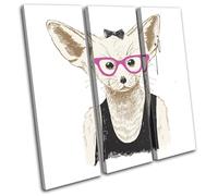 Hipster Animals Fennec Fox Vintage TREBLE TELA parete arte foto stampa