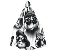 Hipster-Cats-Sunglasses Adult Witch - Mantello con cappuccio per costume di Halloween