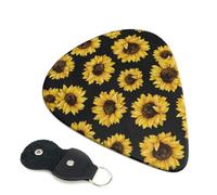 Hipster Golden Girasoli Stampati Plettri per Chitarra 6 Pz Plettri per Chitarra Acustica Elettrica Acustica Per Basso Chitarra Acustica Elettrica Ukulele Sottile Medio Spessore Set 0.9