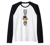 Hipster Monkey - Mantieni la Calma e Mangia Banana-Love Maglia con Maniche Raglan