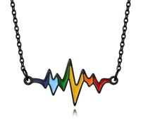 Hipunk Collana con ciondolo a forma di battito cardiaco arcobaleno, in acciaio inossidabile, catena regolabile LGBTQ Pride, unisex, regalo per il mese dell'orgoglio, taglia unica, Acciaio inossidabile