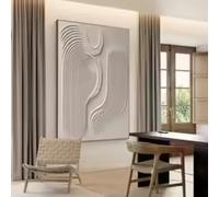 HIPWST Grande Beige Texture tela Pittura Gesso Pittura astratta su tela Arte della parete Arte minimalista Decor murale 60x80cm senza cornice