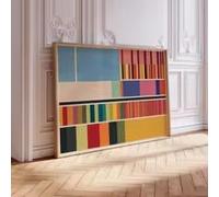 HIPWST Mid Century Color Block Stripe Abstract Wall Decor Print Ideal Gift for Interior Enthusiasts Minimalist Homeowners(30 x 45 cm/Frameless)