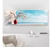 HIPWST Nordic Red Wall Blue White Building Poster e stampe, Pittura su tela, Wall Art per soggiorno Home Decor 70x140cm senza cornice