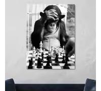 HIPWST Stampa artistica da parete con animali in stile vintage, con scimmia, scimmia, scacchi, stampa HD, poster decorativo per la casa, camera da letto, 80 x 120 cm,