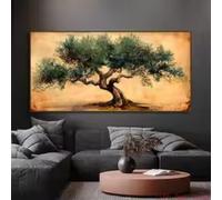 HIPWST Stampa su tela con albero di ulivo antico, simbolo di pace e saggezza, stampa artistica da parete con natura, decorazione per la casa, 70 x 140 cm, cornice interna