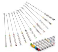 Hipzeepo 12 Pezzi da 9,5 Pollici Forchette per Fonduta in Acciaio Inossidabile con Codice Colore, Forchetta per Fonduta di Formaggio in Acciaio Inossidabile con Blocco del