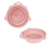 Hipzeepo Confezione da 2 Pulisci Pennelli Pieghevole, Contenitore per Risciacquo e Pulizia di Pennelli per Pittura Acrilica, e Olio, Colore Rosa