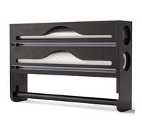 Hipzeepo Distributore di Alluminio con Portarotolo di Carta Assorbente, Organizzatore In Bambù per Alluminio e Pellicola Plastica per la Gestione Dello Spazio In Cucina A