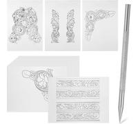 Hipzeepo for Carving, Line Description Pen- Leather Scriber Pen, Pointy Picker with for Carving Pattern Description Paper for Wallet Making