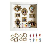 Hipzeepo Per Famiglia per Display di Memoria Kit di Cornice Ombra A Silhouette Mini Museo Fai-da-Te con Mini Cornici Dorate e Figurine